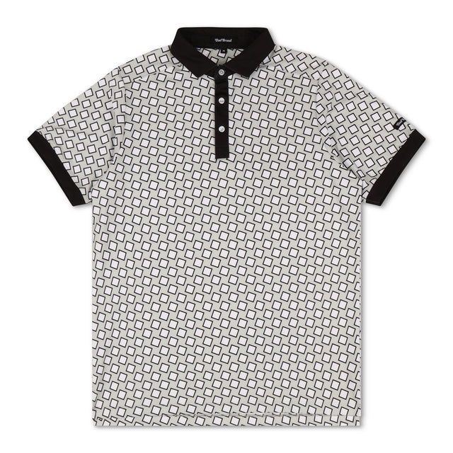 Squaresville Polo Shirt – Lightweight geometric print dad polo with 4-way stretch, moisture-wicking comfort. Golf polo & best gift for dads.