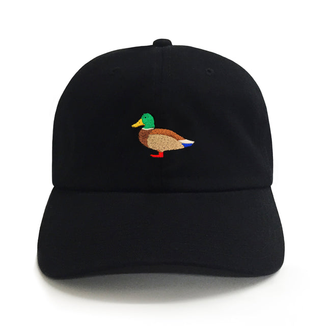 Duck Dad Hat – Black embroidered 6-panel cotton hat with duck emblem. Funny golf dad hat & best gift for dads with humor.
