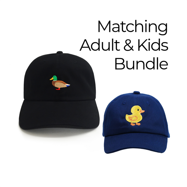 The duck and rubber ducky duckling matching hat set