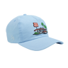 Motel California Hat – Blue embroidered 5 panel snapback with retro California motel design. Unique dad gift from Dad Brand.